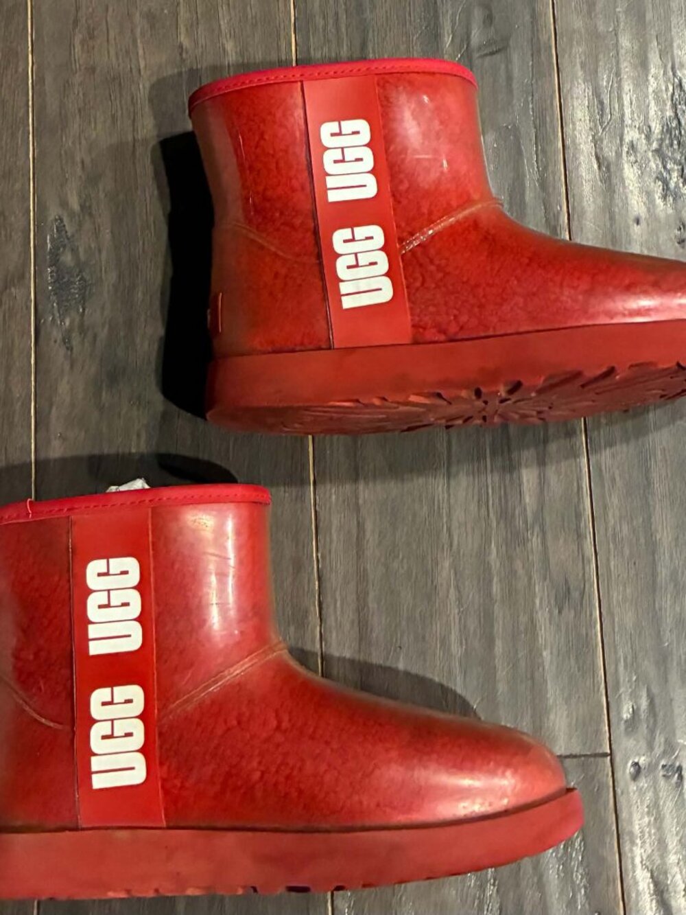 Ugg Classic Samba Red Mini Clear Waterproof Boots Women’s size 7